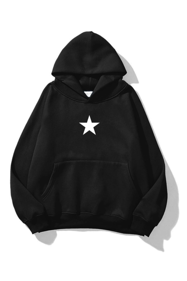 Unisex Star Baskılı Sweatshirt Siyah