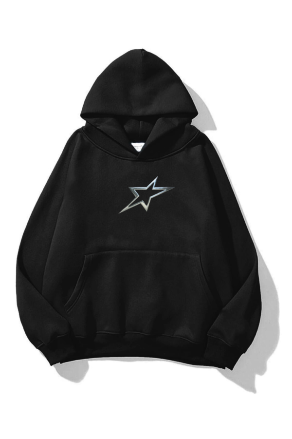 Unisex Star Baskılı Sweatshirt Siyah