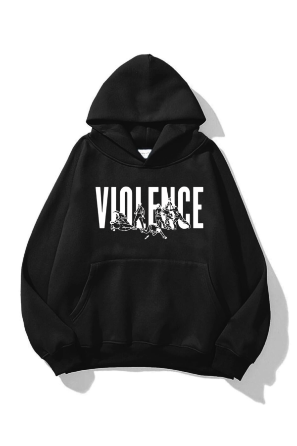 Unisex VIOLENCE Baskılı Sweatshirt Siyah