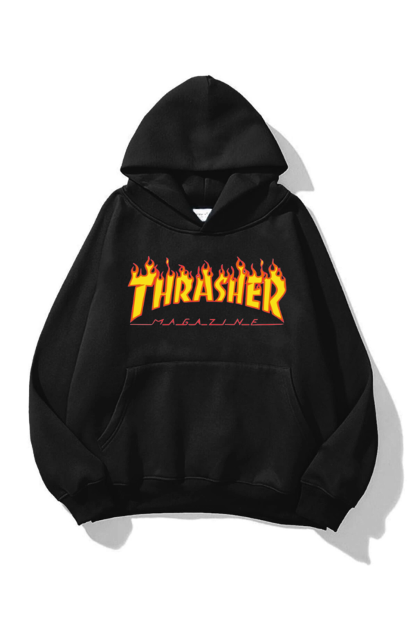 Thrasher Text Baskılı Sweatshirt Siyah